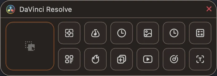 The floating toolbar opened